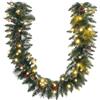 HOMCOM Ghirlanda Natalizia da 1.80 m con 50 Luci LED 180x30x30 cm Verde | Bianche, Timer da 6h, Decorazioni, Ghirlanda Luminosa, in Plastica e Metallo