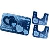 emmevi Tappeto Bagno Parure Morbido Antiscivolo Assorbente Lavabile Moderno mod.ITACA SET 3 PEZZI BLU