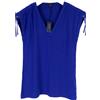 Nautica T-Shirt Donna XS Misto Lino Blu senza Maniche Corde Scollo A V