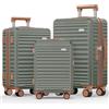 SHOWKOO Set Valigie 3 Rigide Espandibili 100% PC Set Trolley Bagaglio a Mano Valigia Viaggio Cabina con Chiusura TSA e Ruote Removibili (M-L-XL, Verde Chiaro)