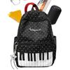 Generic Zaino casual 43x30x14cm grande capacità stampa pianoforte borse scuola, Nero , Refer to description, Unisex