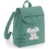 MAYRA Zaino, Sacca Personalizzabile per Bambino e Bambina in 100% Cotone Organico | Zainetto, Sacchetto per Asilo Nido Scuola Materna | Personalizzato con Ricamo Nome e Disegno (Verde)