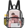 Busiuw Zaino trasparente approvato dallo stadio, 30,5 x 30,5 x 15,2 cm, con tasca frontale, per concerti, eventi sportivi, lavoro, viaggi, Nero, 12''x6''x12'', Una tasca