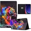 LSPCASA Custodia per Samsung Galaxy Tab S10 Lite 2025/S10 FE/S9 FE 10,9 pollici/S9 11Folio Flip Custodia Protettiva in Pelle PU con Supporto Slot per Carte Portafoglio Tablet Cover Tigre Colorata