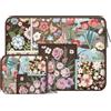 MOSISO 13,3-14 pollici Custodia Laptop Compatibile con MacBook Pro 14 M5-M1 | 13-14 pollici Borsa PC per HP Dell ASUS Lenovo, Borsa Computer Neoprene con Motivo Floreale e Pouch, Marrone