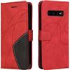 Fatcatparadise Cover per Samsung Galaxy S10 Plus, Flip Caso in PU Pelle Case Cover Libro Portafoglio Protettiva Custodia con TPU Antiurto,[Kickstand][Slot per Schede][Chiusura Magnetica] (Rosso)