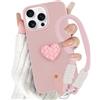 Krdvekm Cover con Cordino per iPhone 16 Pro 6,3'', Aesthetic Cuore Rosa Mädchen 3D Disegni Silicone Custodia Case con Tracolla Collana Antiurto Bumper Protettiva Case