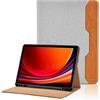 Oduio Custodia per Samsung Galaxy Tab S10 Plus / S10+ 2024 / S9 Plus / S9+ 12,4'' 2023 Pelle PU Flip Tablet Case, Funzione Supporto Pieghevole Cover Protettiva con Tasca, Auto Sveglia/Sonno - Grigio