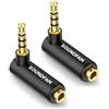 SOUNDFAM 2 Pezzi Adattatore Audio 3,5mm a 90° Angolo a L | Custodia in Metallo con Contatti Placcati Oro 24K, Compatibile TRS/TRRS per Cuffie, Auricolari, Auto, Laptop