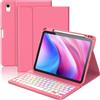 KBCASE Custodia Tastiera per iPad A16 11/10 Generazione (2025/2022) | 7 Colori Illuminato, Senza fili Staccabile Bluetooth Custodia con Portapenna per iPad 10/11 Generazione, IT QWERTY, Rosso