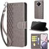 SIENIANLINE Cover per Honor Magic7 Lite / X9c custodia portafoglio Grigio | 3 scomparti carte, 1 tasca banconote, Chiusura magnetica, Supporto, Pelle PU flip cover per Honor X60 Pro / X9c