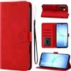 LSPCASA Custodia a portafoglio per Samsung Galaxy A17, in pelle PU, con scomparti per carte, funzione leggio, crisantemo, rosso