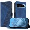 YIRRANZD Custodia per Google Pixel 9 PRO XL, Cover a Libro in Pelle PU con Slot Cart e Silicone TPU Bumper, Flip Caso Portafoglio Cover per Google 9 PRO XL (Blu)