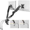 FLEXISPOT Supporto Monitor Doppio 17-32, con Porte USB, Braccio a Gas Regolabile in Altezza e Girevole, Compatibile VESA 75x75/100x100