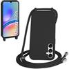 WenBaby Cover Compatible con Samsung Galaxy A05S 5G,Cellulare Girocollo Custodia con Cordino TPU Corda Silicone Case Bumper per Samsung Galaxy A05S 5G Custodia, Nero