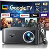 WiMiUS Proiettore【1500 ANSI/Google TV】Netflix Incluso Proiettore 4K Support, Autofocus/Keystone Nativo 1080P Smart Videoproiettore Full HD WiFi Bluetooth con Controllo Vocale Remoto per Home Cinema