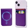 imluckies Portafoglio Magnetico Compatibile con MagSafe Wallet per iPhone 16 15 Pro Max Plus 13 12 Series, Ultra Sottile Doppio Elastico in Tessuto Tasche Porta Carte Donne, Viola Scuro
