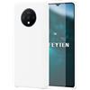 Feyten Cover per OnePlus 7T [con Vetro Temperato], Custodia Gomma Gel Silicio Liquido con Fodera Microfibra Morbida Caso Silicone Sottile Protettiva Cover (Bianca)