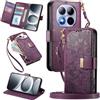 MOJIA Portafoglio Custodia per Xiaomi Redmi Note 15 Pro+(Plus) / Poco M8 Pro 5G, Flip Cover in Pelle con Tracolla a Tracolla, Scomparto a Cerniera e Funzioni Multifunzione. Purple