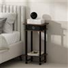 Furinno Turn-N-Tube Comodino Alto con Cestino, Legno, Pino ambrato/Nero, 2-Pack, Plastic Poles