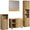 trendteam smart living Combinazione bagno composta da: Mobile alto, Mobile lavandino, specchio da parete e armadietto, materiale in legno, marrone, 180 x 190 x 40 cm (L x A x P)