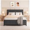 VECELO Struttura letto 140 x 200 cm, letto matrimoniale in metallo con testiera e pediera imbottite, telaio con rete a doghe, 32 cm di spazio sotto il letto, silenzioso, non necessita di box, grigio