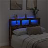 DKD HOME DECOR Testata LED con ripiani in rovere fumé 140x17x102 cm