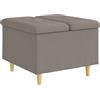 vidaXL Panca con spazio contenitore, color tortora, 60 x 60 x 45 cm, rivestita in tessuto