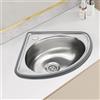 Steeviuzj Piccolo lavabo da parete per bagno, lavabo angolare triangolare, mini lavandino ad angolo in acciaio inox per camper e piccoli spazi, 17 x 14,5 pollici, lavabo triangolare argentato con e