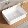 Bazyths Lavabo da Appoggio Bianco in Ceramica Lavabo Moderno per Bagni Ospiti Ristorante (48x37x13 cm)