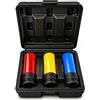 MIKKUPPA Set di chiavi a bussola a percussione - 3 pezzi, 17 mm, 19 mm, 21 mm, attacco quadrato da 1/2, materiale Cr-Mo, con protezione in plastica per cerchioni in alluminio, montaggio ruote