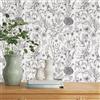 VaryPaper Carta da Parati con Piante Tropicali Bianco e Nero 44.5cmx200cm Adesivi Decorativi per Mobili Bianca Opaca Carta da Parati Camera Letto Soggiorno Pellicola Mobili Armadi Scaffali Cassetto