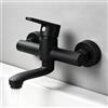 Thryvix Rubinetto Cucina a Muro Miscelatore per Lavello, Acciaio Inox con Canna Orientabile 20 cm, Monocomando 360° per Acqua Calda Fredda, per Casa Bagno Lavanderia