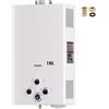 ORTOSUD 10L Scaldabagno a Gas GPL, 20KW, Istantaneo Portatile da Esterno Scaldabagno,Montaggio a Parete Senza Serbatoio, Modalità Inverno-estate, Con Display Digitale, Dispositivi di Sicurezza Multipli Bianco