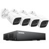 SANNCE 1080P Kit Videosorveglianza Esterno, 2MP DVR 8 Canali senza HDD e 4 Bianco Telecamere Analogica Bullet con LED a Infrarossi Intelligente, Riconoscimento di Persone/Veicoli, Impermeabilità IP66