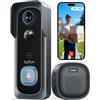 BOIFUN Videocitofono Wifi 2K UHD Campanello Senza Fili da Esterno con Suoneria e Allarme Immediato, 166°Angolo Visuale, Rilevamento Umano PIR, Audio Bidirezionale, Batteria ricaricabile, 2.4Ghz,blu