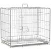 PawHut Gabbia per cani pieghevole in filo metallico con vassoio rimovibile, 1 porta con serratura, 61 x 43 x 50 cm, bianco