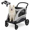 IDEALHOUSE Heavy Duty XL - Passeggino per cani di taglia grande fino a 75 kg, telaio in acciaio, rete a 5 lati, ruote ammortizzanti a 360°, freno, tappetino lavabile, pieghevole con 1 clic, maniglia