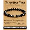 Landorilo Bracciale Perline 6mm Tormalina Nera, Argento 925, Lettera A-Z
