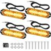 Dinfu 4 x 12 Led lampeggiatore arancione, 12v girofaro led 12v luce di avvertimento con 21 modalità stroboscopiche lampeggianti IP67 striscia di luce stroboscopica per camion trattore auto