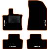 QUEMAR Tappetini Auto per Renault Captur II, Bordo Arancio, 4 Ricami | dal 2020 / anche E-Tech Plug-in Hybrid / Kit Tappeti Moquette e Gomma su Misura / Set 2 Ant.+2 Post./ Ricami e Colori Person.