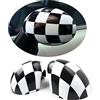 uvcany MINI Calotte Specchietti Decorazione, Copri Specchietto Decorazione per Mini Cooper 2002-2006 Serie R R50 R52 R53(A quadri bianchi)