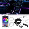 GDICONIC Striscia LED per interni auto RGB multicolore kit di illuminazione ambientale 5 in 1 con 318 pollici fibra ottica APP Wireless Bluetooth Control Car Neon Light Kit, sincronizzazione musica e funzione