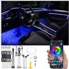 QAUBEN Auto Interno Strip Luces, 6 in 1 Multicolore RGB Auto Footwell Ambient Luceing Kit, 8m Fibra ottica EL Neon Tube Luce, Modalità fai da te Musica Sincronizzazione APP Controllo DC 12V
