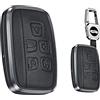 HIBEYO Custodia Smart per Chiave Auto Adatta per Land Rover Freelander2 Range Rover Sport Evoque Discovery per Jaguar XF XJL XE V12 Guscio Portachiavi in Pelle (Nero)