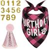 Ainiv Bandana e Cappellino Numero per Compleanno per Cani, Rosso Rosa | Cappellino Regolabile e Sciarpa Triangolare, Adatti a Cani di Piccola, Media e Grande Taglia, Decorazione per Compleanno