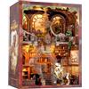 NookMaster Book Nook Kit Puzzle 3D Museo Dinosauro in legno con LED | Kit fai da te in miniatura con T-Rex e fossili, libro con luce touch, inserto per libreria, regalo per adulti