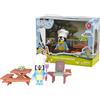 BlueY Giochi Preziosi- Bluey-Personaggio al Barbeque con Tavolo e panchine da PIC nic Grill Paletta Cucina e Cappello Chef Come Accessori per Bambini a Partire da 3 Anni, BLY10200