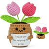 Vicloon Mini Positive Doll, Positive Doll Peluche, Piante in Vaso Positive all'Uncinetto, Mini Tulipano Divertenti con Carta Positiva, per Festa di Compleanno Regalo, Familiari Amici Regali