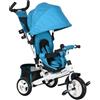 HOMCOM Triciclo per bambini 6 in 1 con freno, 1-5 anni, blu | Bici a pedali con maniglia, tettoia rimovibile, cintura di sicurezza a 5 punti, vano, cuscino, poggiapiedi